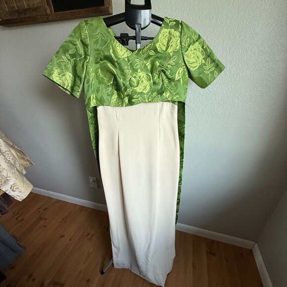 Vintage 1960s Brocade Union Made Formal Prom Party Cocktail Dress Maxi Size XS/S - Picture 1 of 7